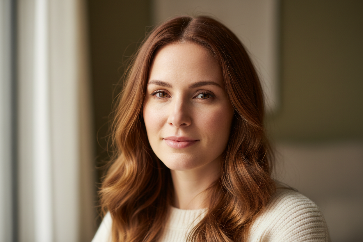 maak een realistische foto van een random vrouw waarbij je haar goed kan zien